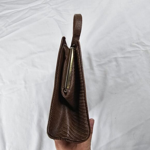 Vintage brown lizard skin purse 10x7 - Picture 3 of 6